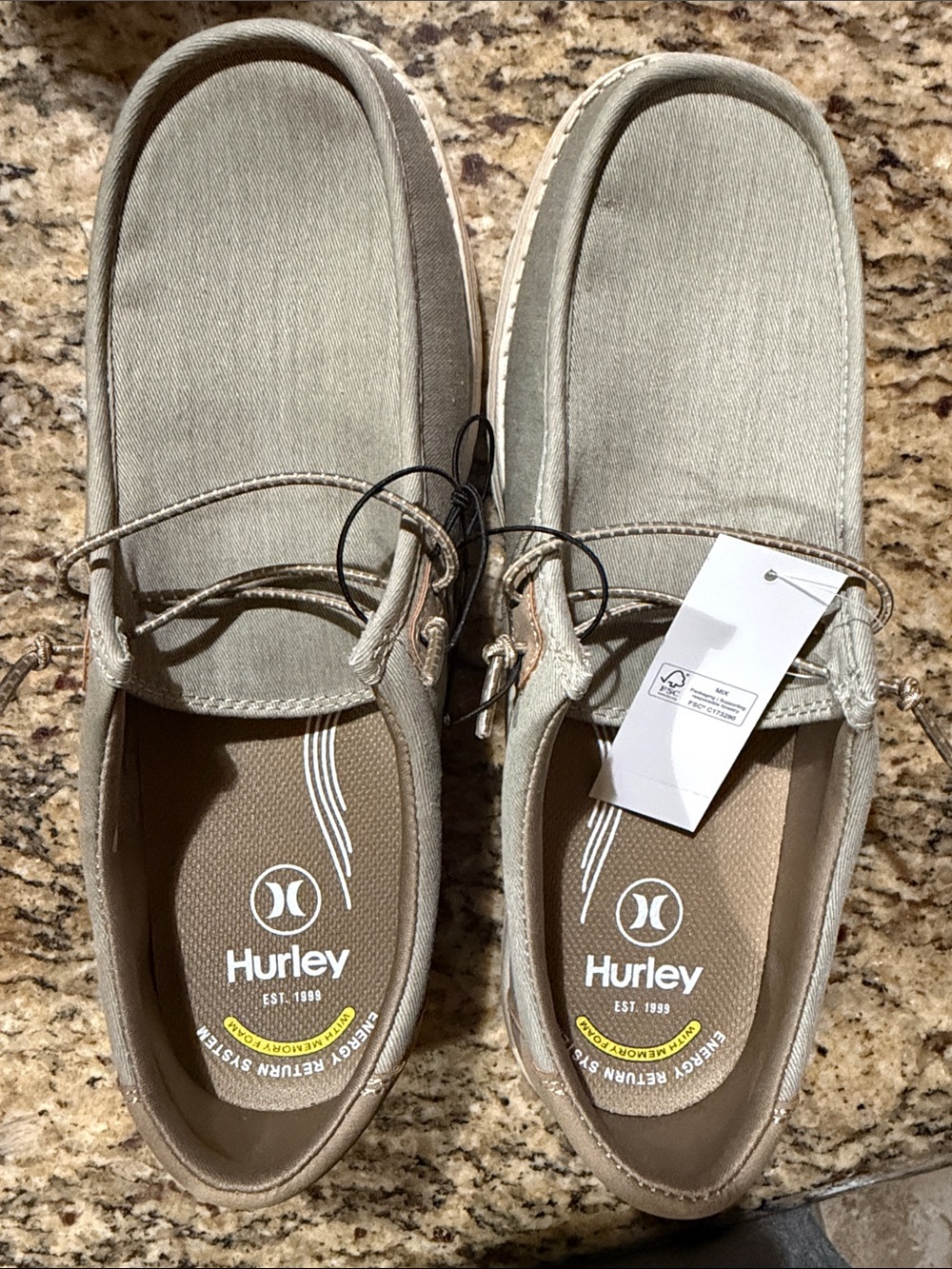 Hurley Men’s Canvas Boat Shoes in Khaki/Tan